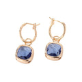 Gold Tone Square Faceted Crystal Huggie Drop Earrings in Eight Colors view 5