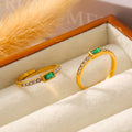 Open Ring Rectangle Glass Stone Crystal Pave Adjustable Band view 4