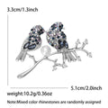Two Birds On Branch Brooch In Two Colorways With Polished Metal Detail view 6