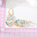 Gold Tone Face Profile Pressed Flower Earrings and Charms view 4