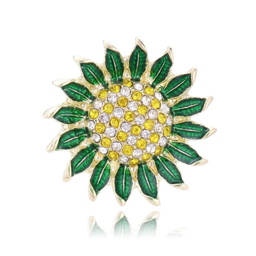 Sunflower Crystal Enamel Two Designs Metal Brooch Pin