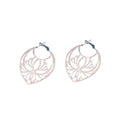 Gold and Silver Cutout Lotus Flower Hoop Earrings Pair view 5