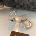 Silver Belt Buckle Open Ring Clear Baguette and Round Zircon view 6