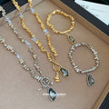 Nugget Bead Toggle Necklace And Bracelet With Pendant view 3
