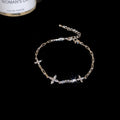 Silver Crystal Horseshoe Flower Oval Link Bracelets Three view 7