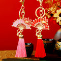 Lotus Fan Tassel Keychains in Four Colors plus Assorted Option view 2