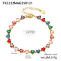 Heart Zircon Tennis Necklace Bracelet Gold Steel Multicolor view 9