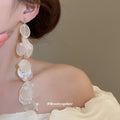White Pearl Shell Disc Y Necklace Cascading Ear Clip view 3