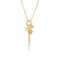 Gold Stainless Steel Key Ring Heart Zircon Cross Tassel Necklace view 5