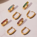 Double Row Crystal U Hoop Earrings in Seven Colorways view 3