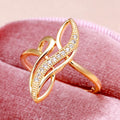 Gold Openwork Curved Wave Pavé Clear CZ Statement Fashion Ring view 2