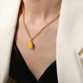 Gold Moon Star Round Coin Pendant Necklace Cable Chain view 4