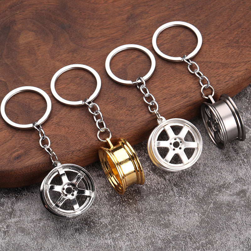 3D Car Wheel Rim Metal Keychain, Auto Modification Accessory