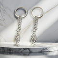 Silver Jesus Fish Ichthys Keychain Metal Christian Charm view 1