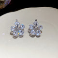 Crystal Flower Double Sided Earrings in White Purple and Pink view 6