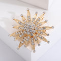 Radiating Crystal Sunburst Brooch in Gold or Silver Tone view 2