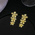 Gold and Silver Cascading Flower Branch Stud Earrings view 4
