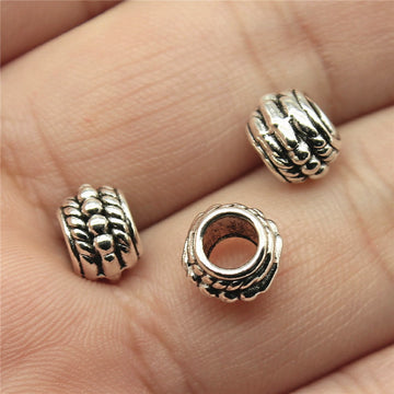 Ribbed Rope Large Hole Spacer Beads in Three Antique Tones