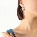 Textured C-Hoop Earrings Faux Pearl Zircon Gold Steel view 6