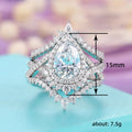 Pear-Shaped Clear Solitaire Layered Frame Statement Ring Silver Tone view 5