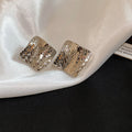 Textured Square Stud Earrings in Gold and Silver Tones view 7