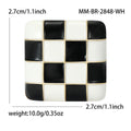 Black and White Enamel Checkerboard Square Metal Brooch view 5