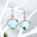Gold Tone Irregular Faceted Glass Drop Earrings in Six Colors view 7