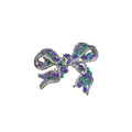 Silver Tone Bow Brooch With Purple Green And Blue Crystals view 5