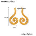 Spiral Swirl Geometric Stud Earrings Gold Steel Pair view 7