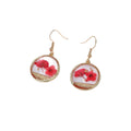 Gold Round Pressed Flower Resin Drop Earrings 7 Colors view 5