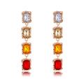 Red Gold Tone Square Crystal Five Designs Metal Necklace view 1