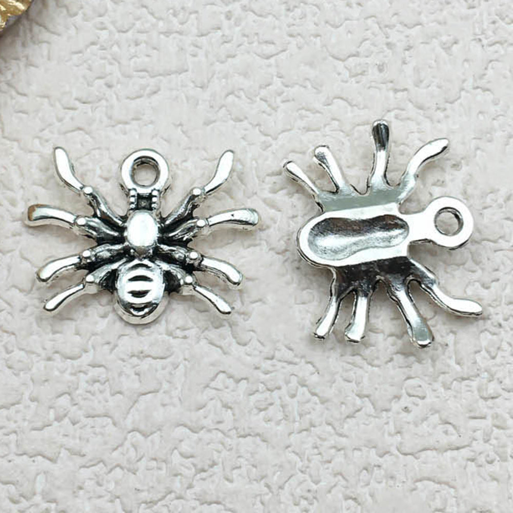 Antique Silver Zinc Alloy Halloween Spider Skull charm pendants for DIY bracelets necklaces