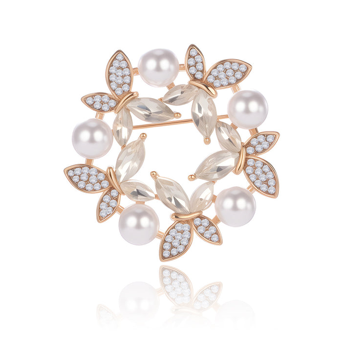 Butterfly Tassel Pearl Look Metal Brooch Pin for Jackets and Lapels
