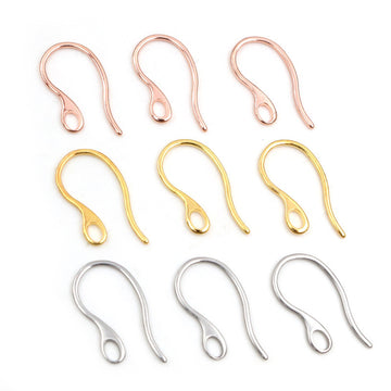 Curved Metal Earring Hooks in Steel Gold and Rose Gold Finishes
