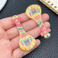 Printed Acrylic Music Guitar Pipa Guqin Double Sided Charm Pendant for Keychain Jewelry Making