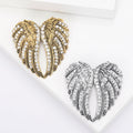 Antique Gold Silver Angel Wing Heart Crystal Brooch Pins view 1