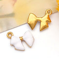 Stainless Steel Gold Enamel Bowknot Butterfly Charm Pendant for Earrings Necklace DIY Jewelry