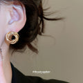Textured Interlocking Circle and Knot Stud Earrings view 4