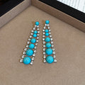Turquoise Round Cabochon Necklace Bracelet Earrings Silver view 6