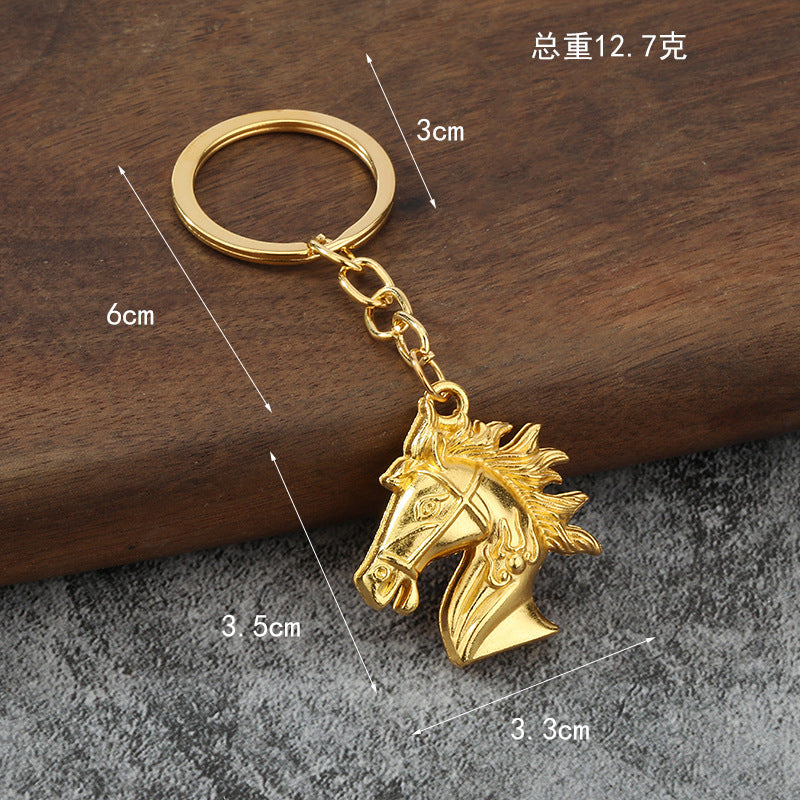3D Horse Head Zinc Alloy Keychain Gift Pendant