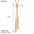 Adjustable Y Lariat Tassel Necklace Crystal Caps Gold Steel view 6