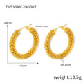 Gold Textured Hoop Earrings Mesh Disc Scale Bead Styles view 6