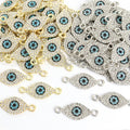 Rhinestone Evil Eye Two Loop Connector Charms in Two Finishes view 5