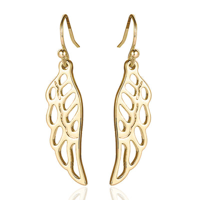Openwork Wing Drop Earrings In Gold And Silver Tones - front product view