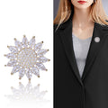 Small Marquise Crystal Sunflower Brooch in Gold or Silver Tone view 3