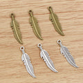 Curved Feather Charms in Antique Bronze and Silver view 4