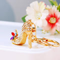 Crystal Floral High Heel Shoe Keychain with Gold Tone Hardware view 4