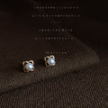 Mini Gold Open Flower Pearl Stud Earrings Tiny Frame view 4