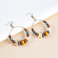 Antique Gold Brown Bead Large Statement Hoop Earrings view 2