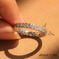 Bezel-Set Round Clear Stone Eternity Ring Silver Tone view 4